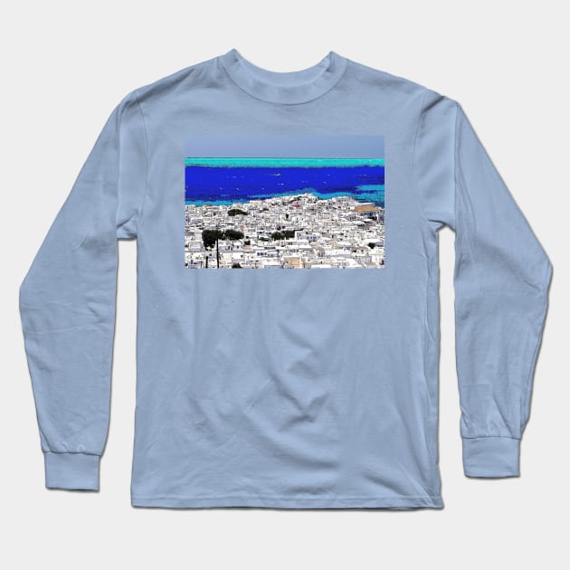 Greek Village By The Sea Long Sleeve T-Shirt by ZBoy